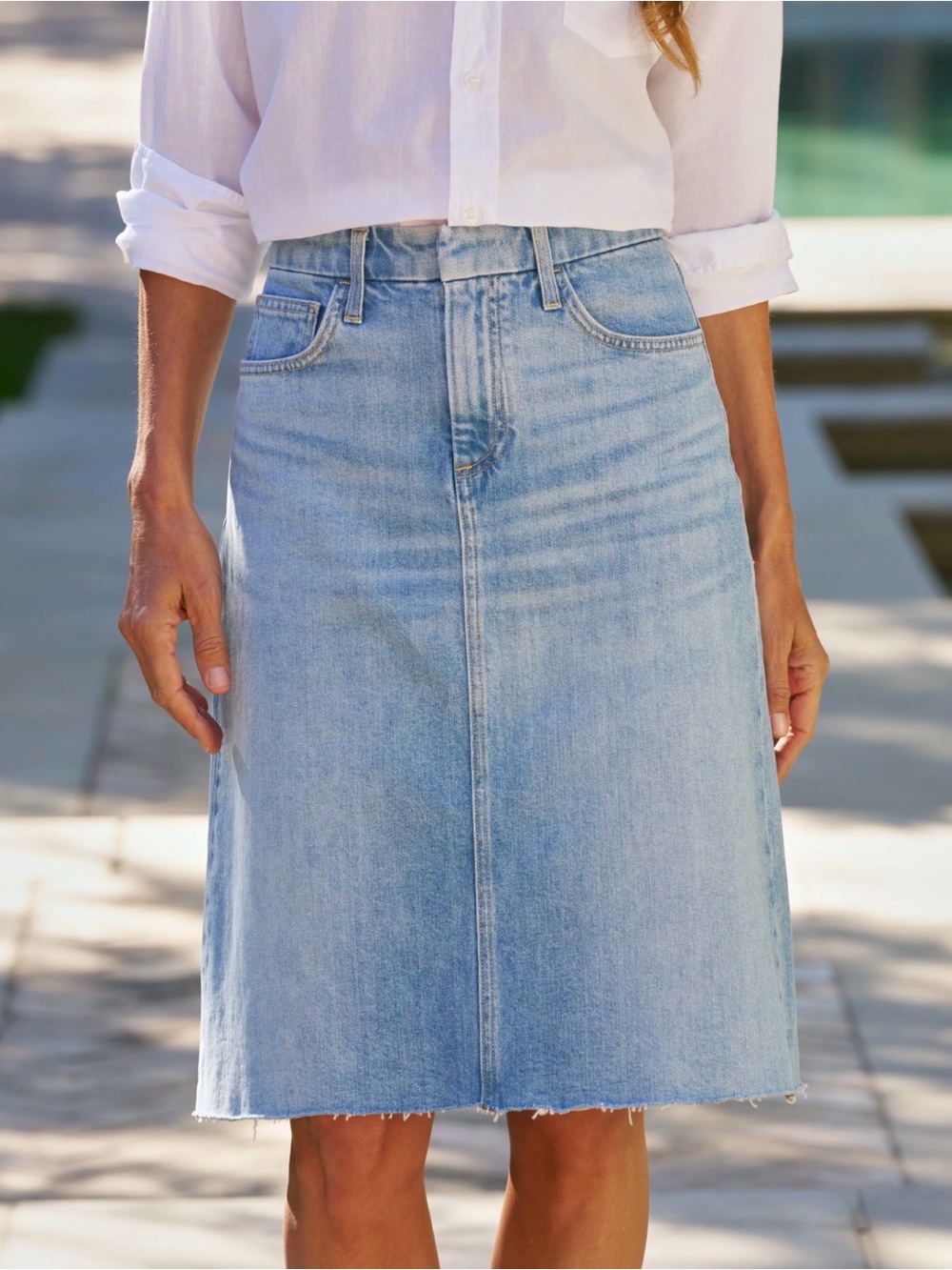 Frank & Eileen Donny denim midi skirt sz 29